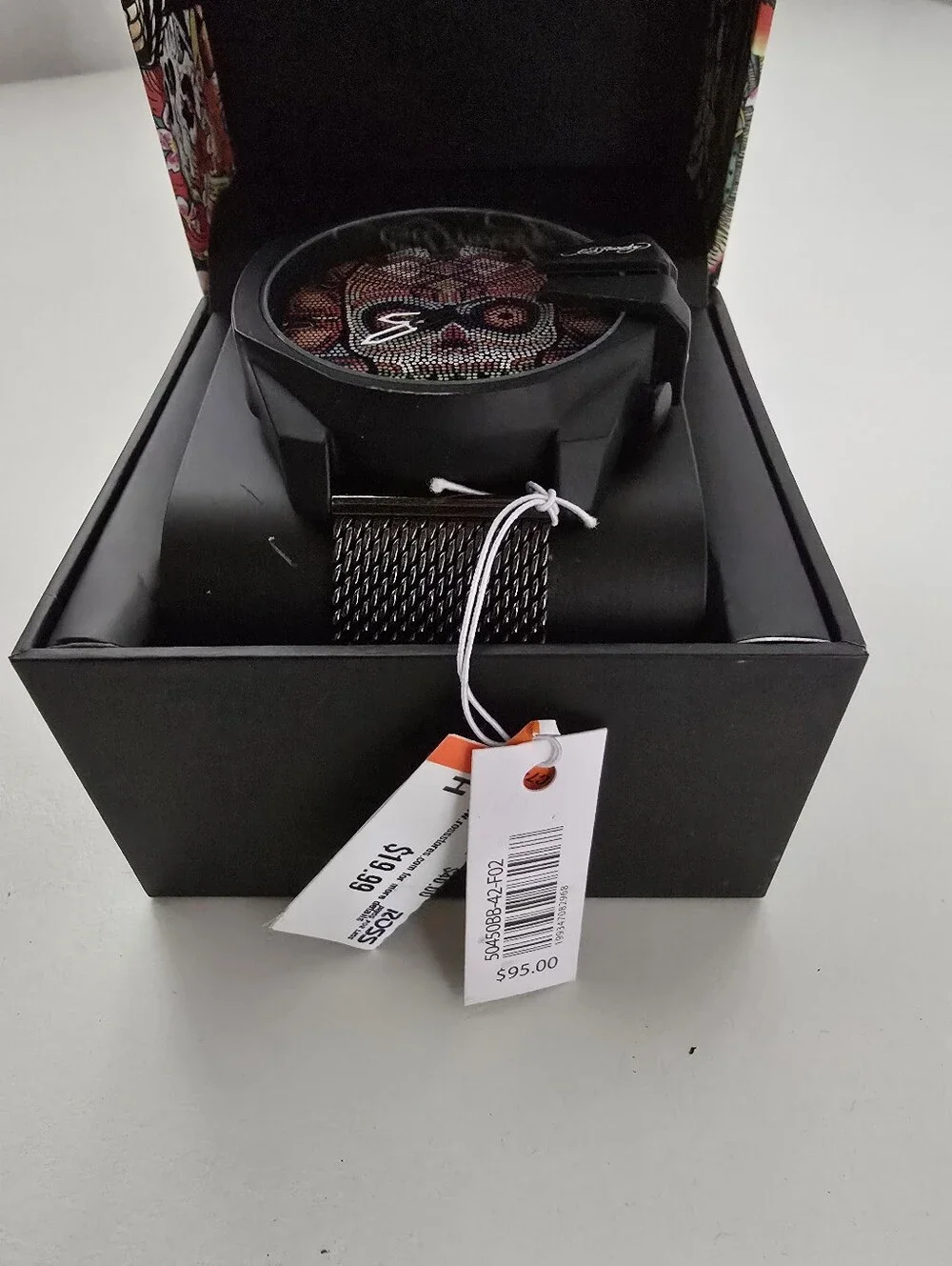 NWT Ed Hardy Men’s Black Silicone Strap Watch 48mm 50444B-42-G02